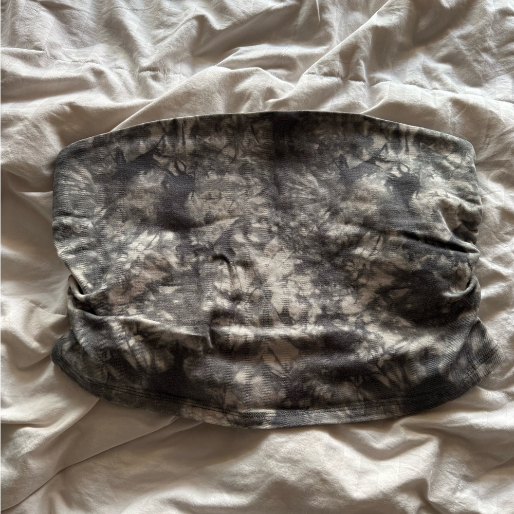 Acid Wash Cropped Strapless Denim Top